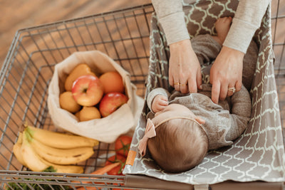 Baby Shopping Cart Hammock - Gray/Aqua - Little BaeBae