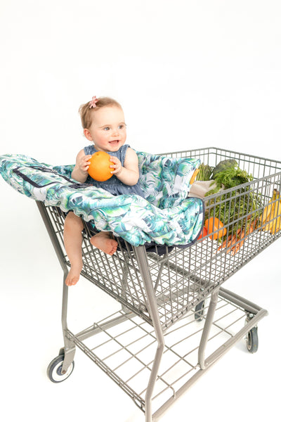 Baby Shopping Cart Cover - Tropical Day Leaf Print - Little BaeBae