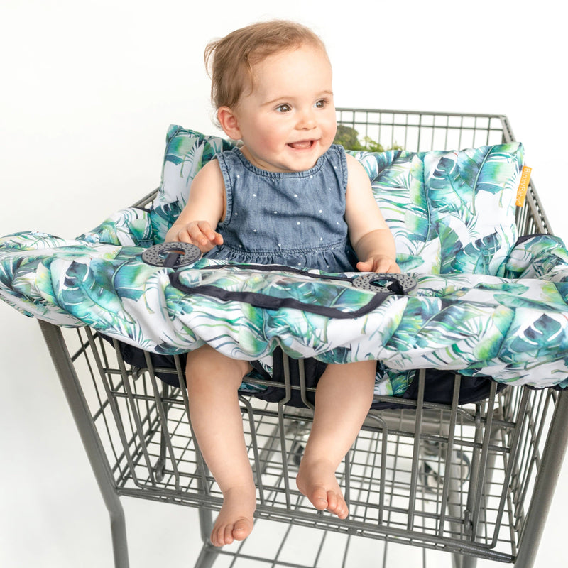 Baby Shopping Cart Cover - Tropical Day Leaf Print - Little BaeBae