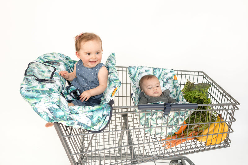 Baby Shopping Cart Cover - Tropical Day Leaf Print - Little BaeBae