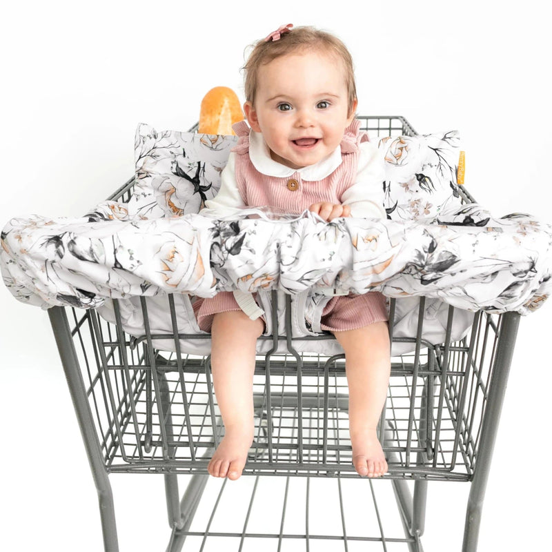 Baby Shopping Cart Cover - Coming Up Roses Beautiful Floral Print - Little BaeBae