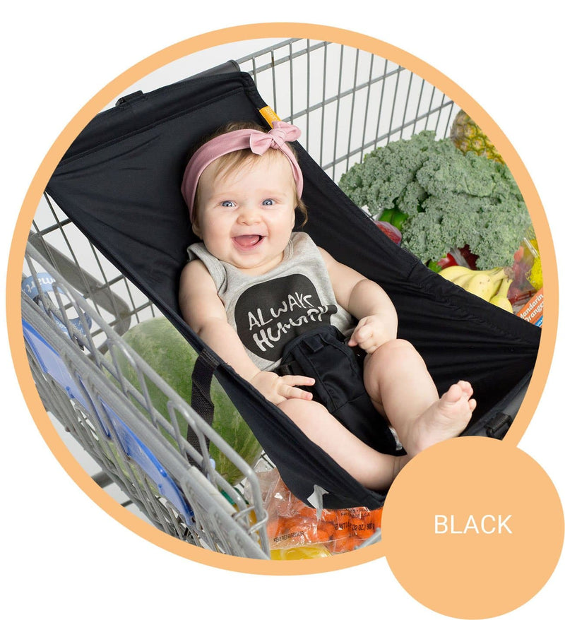 Baby Shopping Cart Hammock - Black Fabric - Little BaeBae