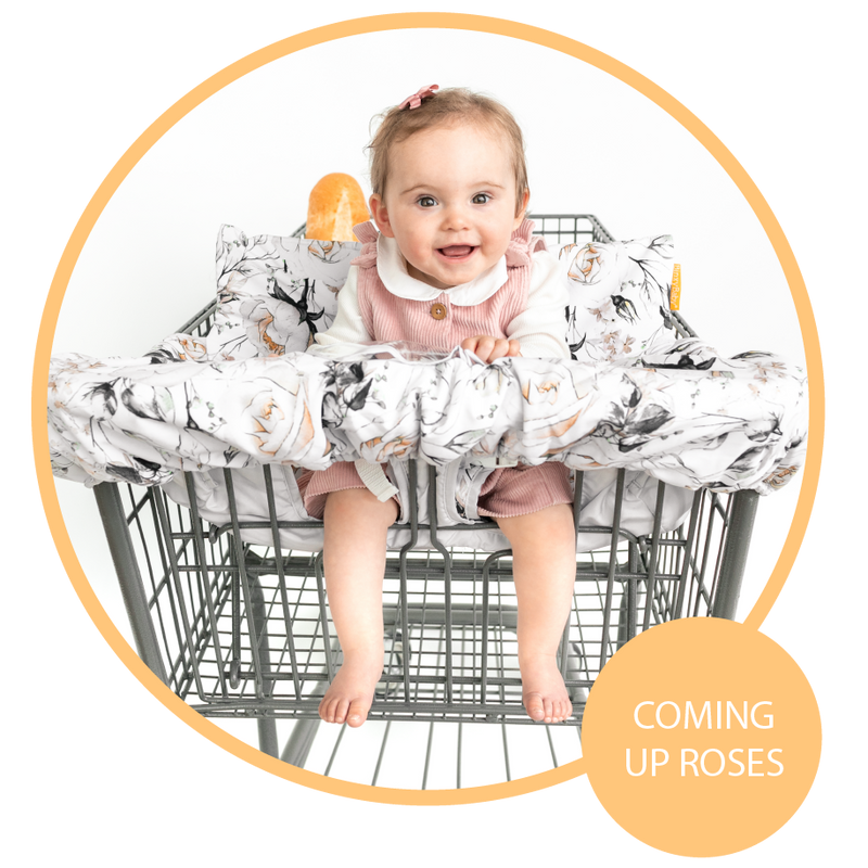 Baby Shopping Cart Cover - Coming Up Roses Beautiful Floral Print - Little BaeBae