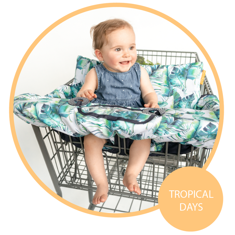 Baby Shopping Cart Cover - Tropical Day Leaf Print - Little BaeBae