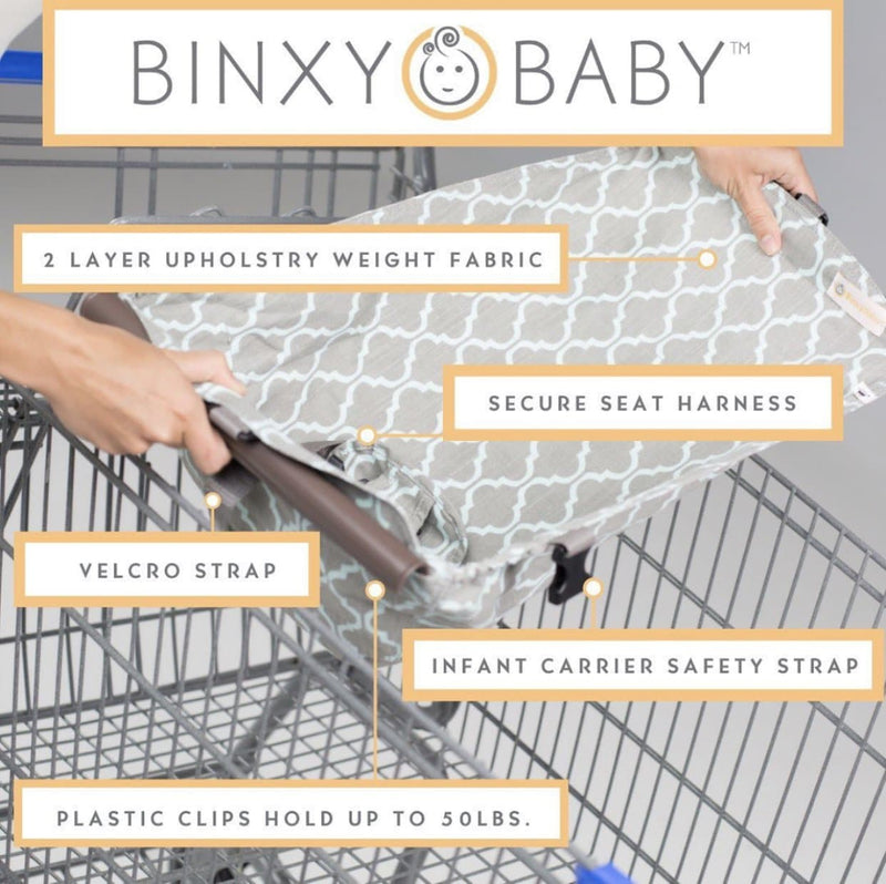 Baby Shopping Cart Hammock - Gray/Aqua - Little BaeBae