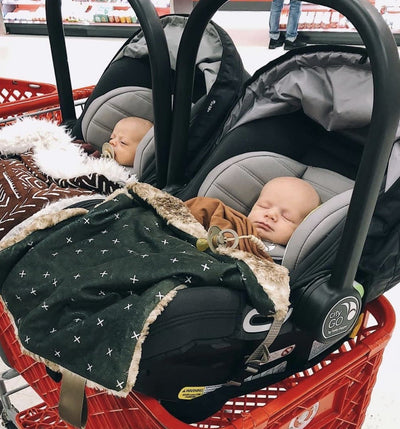 Baby Shopping Cart Hammock - Gray/Aqua - Little BaeBae