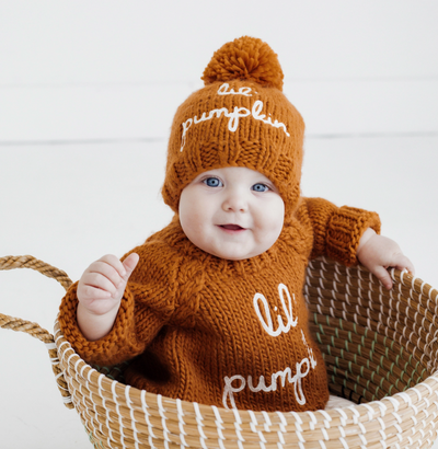 lil' pumpkin Hand Knit Beanie Hat