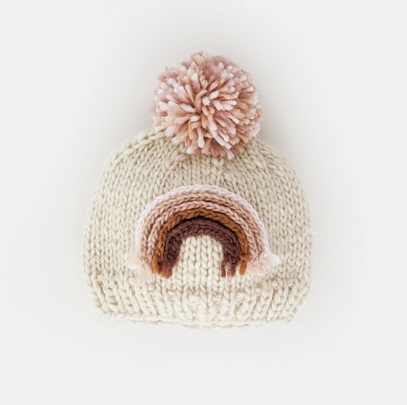 Mauve Rainbow Hand Knit Beanie