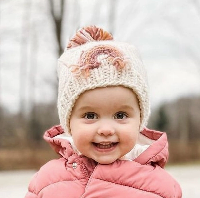 Mauve Rainbow Hand Knit Beanie