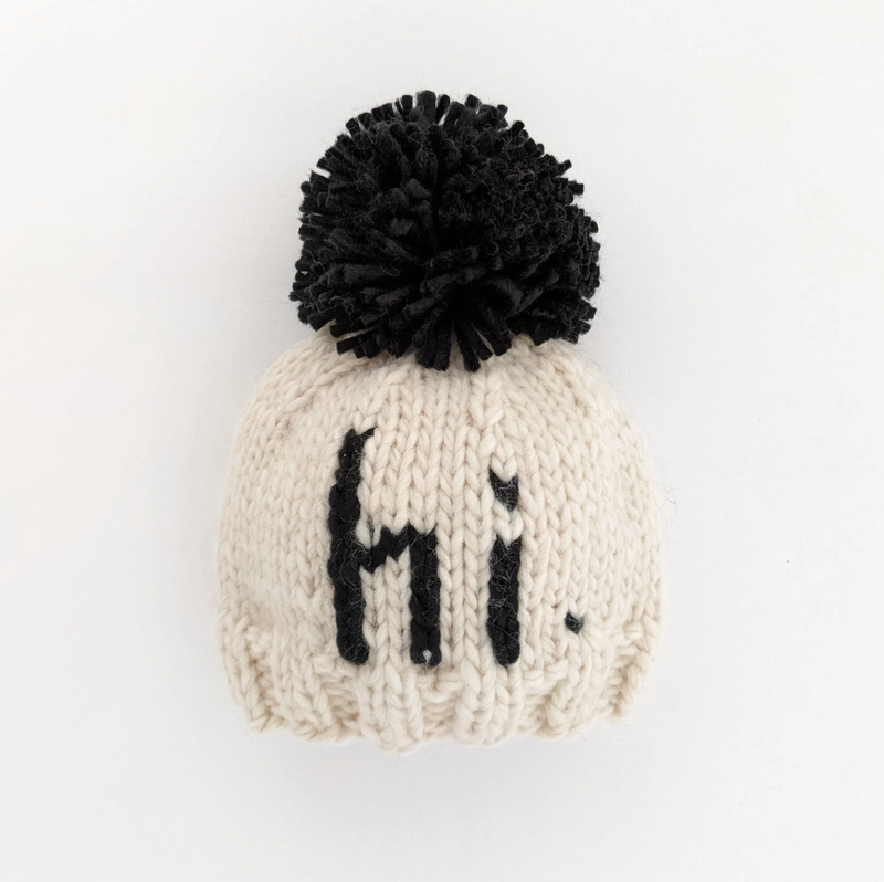 hi. Black Hand Knit Beanie