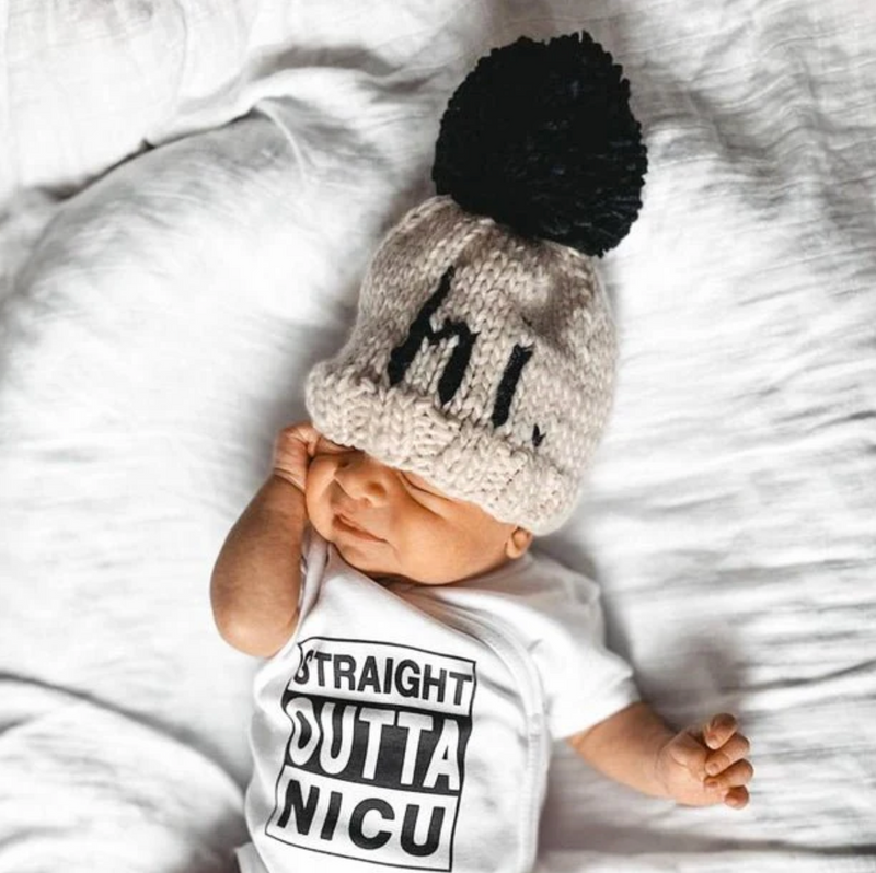 hi. Black Hand Knit Beanie