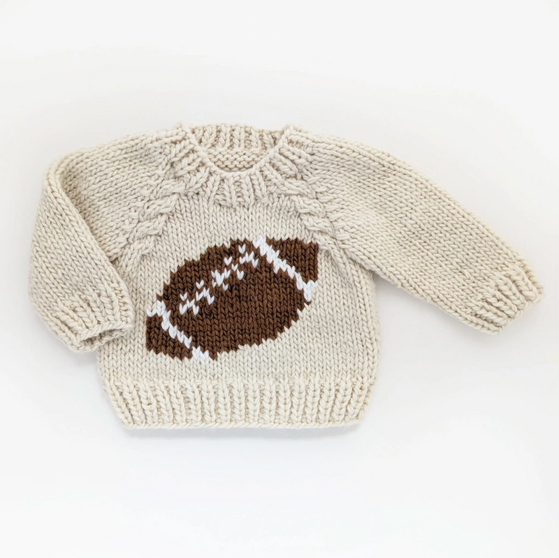 Football Crew Neck Hand Knit Sweater