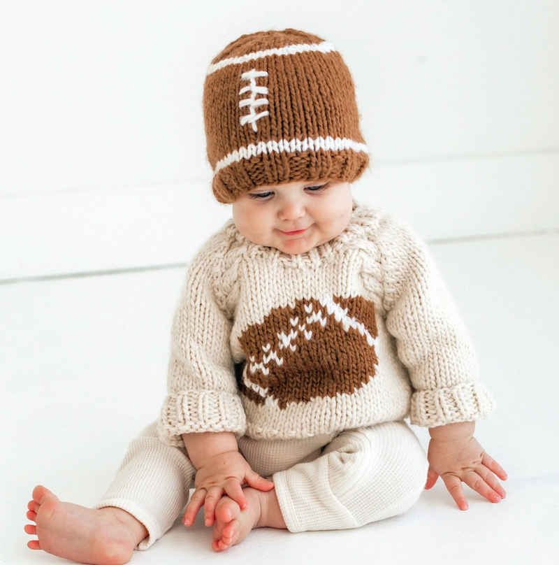 Football Crew Neck Hand Knit Sweater