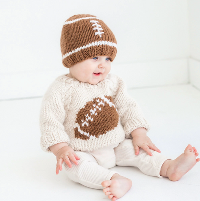Football Crew Neck Hand Knit Sweater