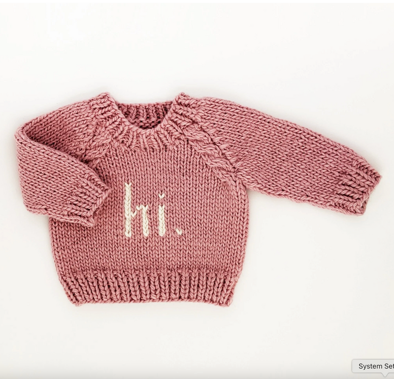 hi. Rosy Crew Neck Hand Knit Sweater