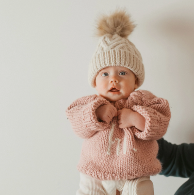 hi. Rosy Crew Neck Hand Knit Sweater