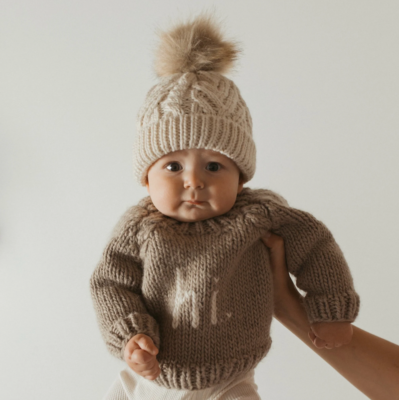 hi. Pebble Crew Neck Hand Knit Sweater