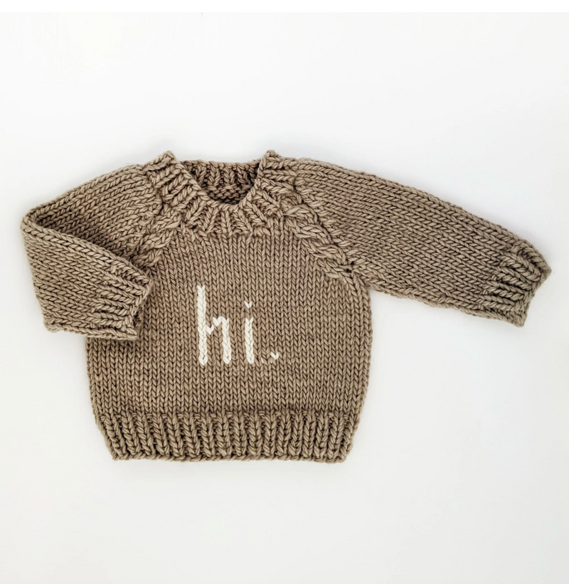 hi. Pebble Crew Neck Hand Knit Sweater