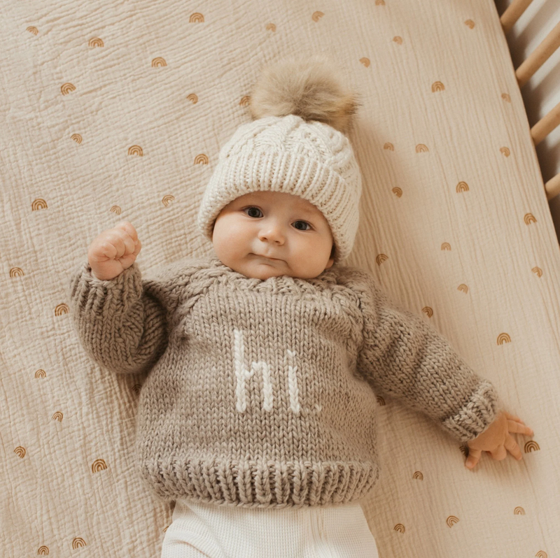 hi. Pebble Crew Neck Hand Knit Sweater