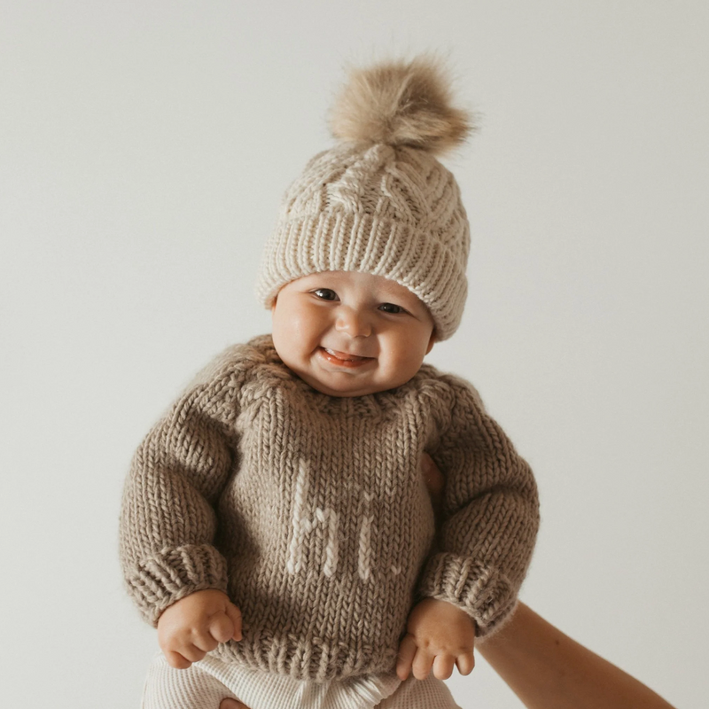 hi. Pebble Crew Neck Hand Knit Sweater