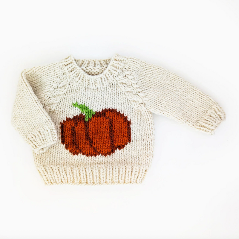 Pumpkin Crew Neck Hand Knit Sweater