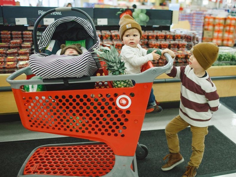 Baby Shopping Cart Hammock - Black Fabric - Little BaeBae