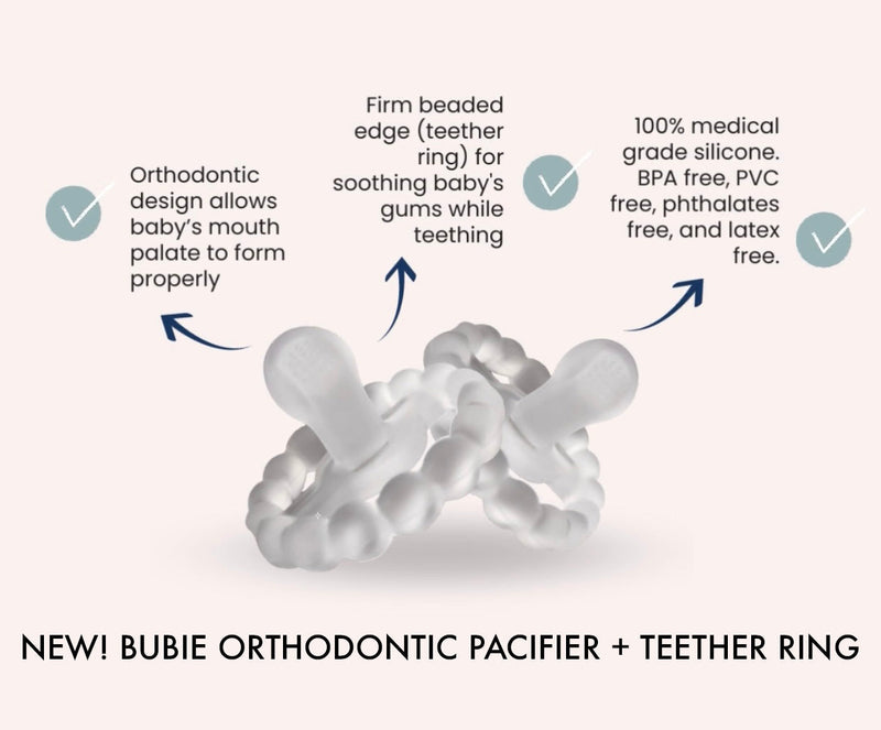 The BUBIE Orthodontic Pacifier + Teether Ring - Little BaeBae